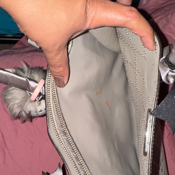 Michael Kors Light Gray Studded Tote with Black Bow - Picture 3 of 5